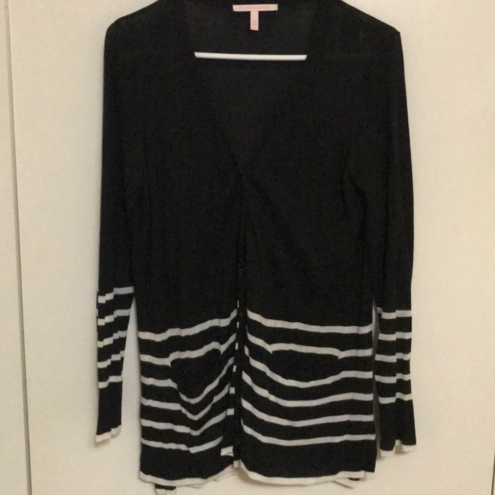 Victoria’s Secret Thin Blk/Wht Striped Cardigan
